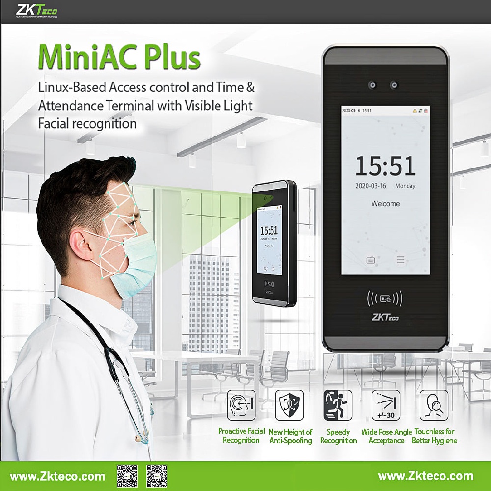 ZK-TECO MINI AC PLUS VISIBLE LIGHT FACIAL RECOGNITION SYSTEM